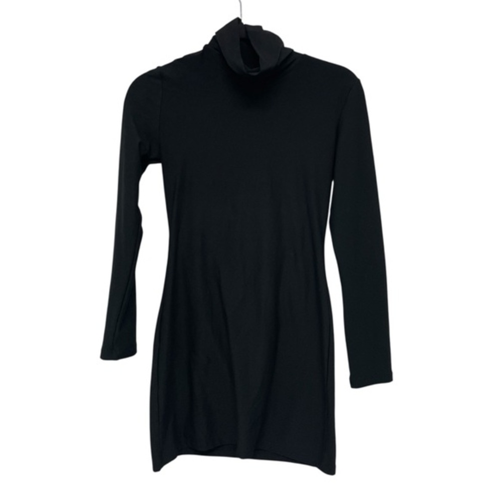 Alphalete Allure Black Long Sleeve Bodycon Turtleneck Mini Dress